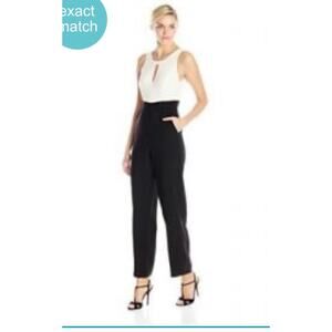 $425 Likely Women's Black And White Keyhole Wide Leg Jumpsuit Size XS
